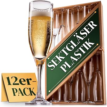 Sektgl ser plastik kunststoff g nstig einweg Satz von 12 St ck ultra-resistent Tritan hartem Kunststoff Champagnerglas vielseitig verwendbar langlebig und sicher