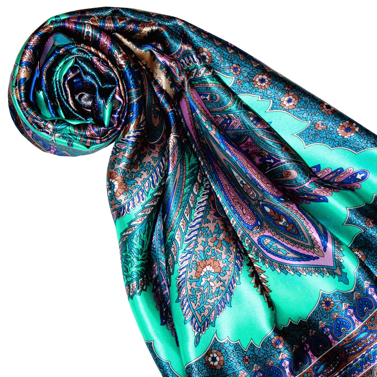LORENZO CANA Foulard pour la femme – écharpe à la mode de 100% soie pour le printemps et l´été avec les mesures de 100 x 100 cm – soyeux, élégant et très coloré – une sensation de luxe