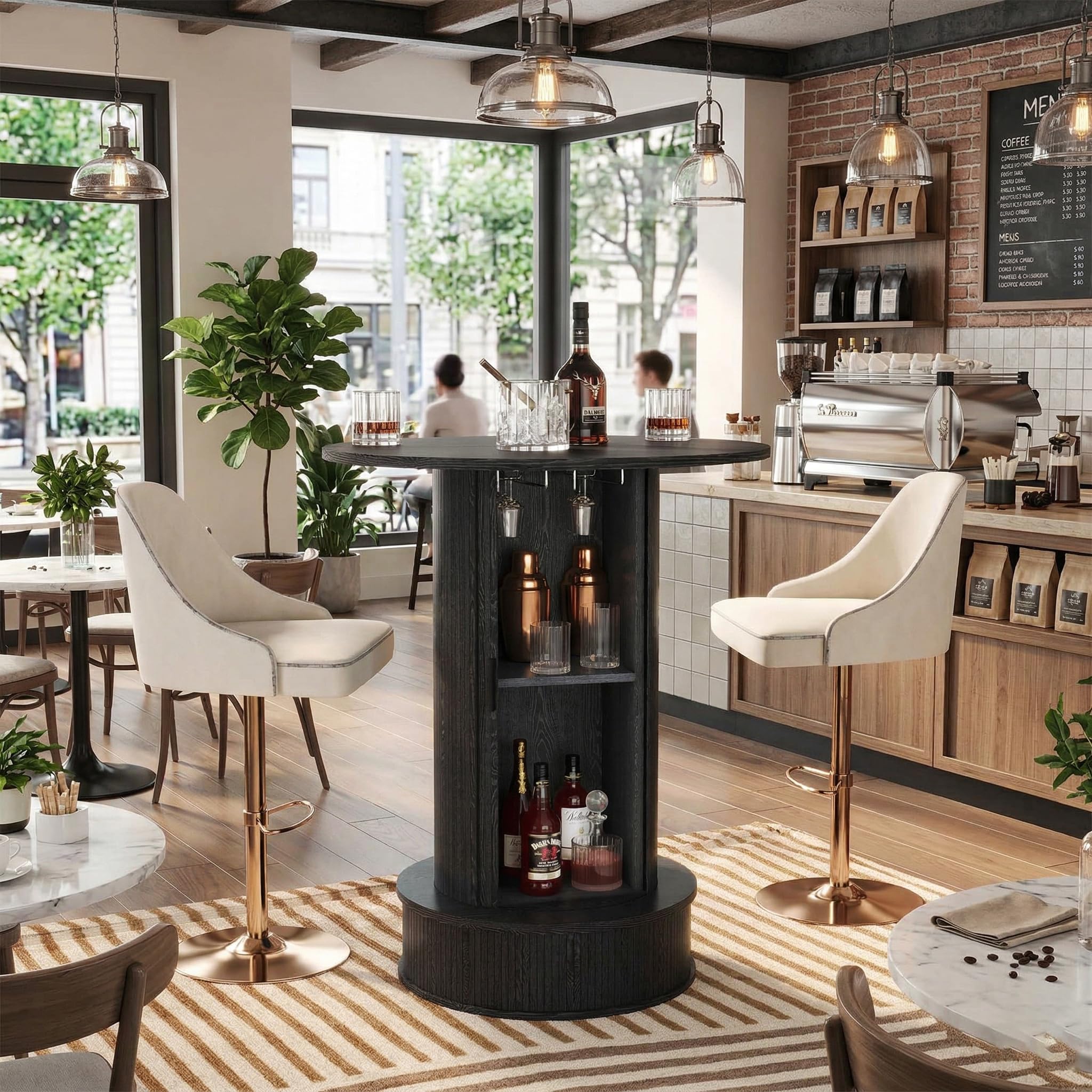 table de bar ronde avec rangement