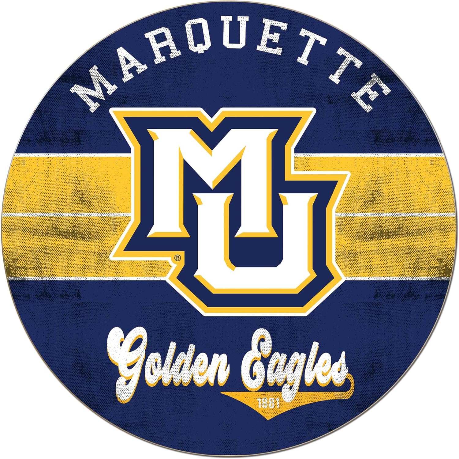 KH Sports Fan Marquette Golden Eagles Multi-Color Retro Circle Sign, 20x20 Inches, Golden Eagles Decor; Display Your Team Spirit with This Unique Marquette Golden Eagles Wall Art