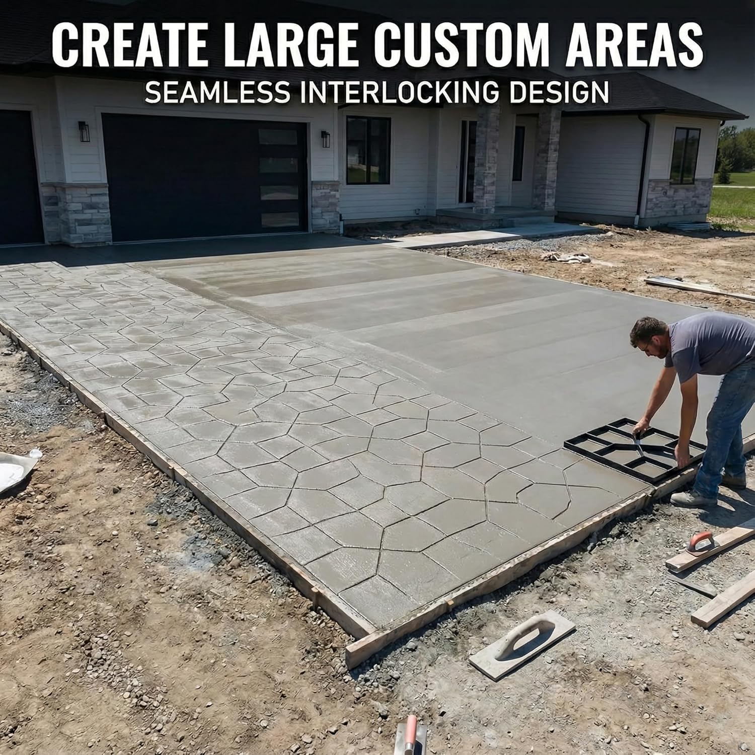 Stepping Stone Mold for Garden Walkway – 2 Pack Reusable Concrete Paver Mold, 15.7 Inch DIY Pathway & Patio Stone Form for Outdoor Landscaping