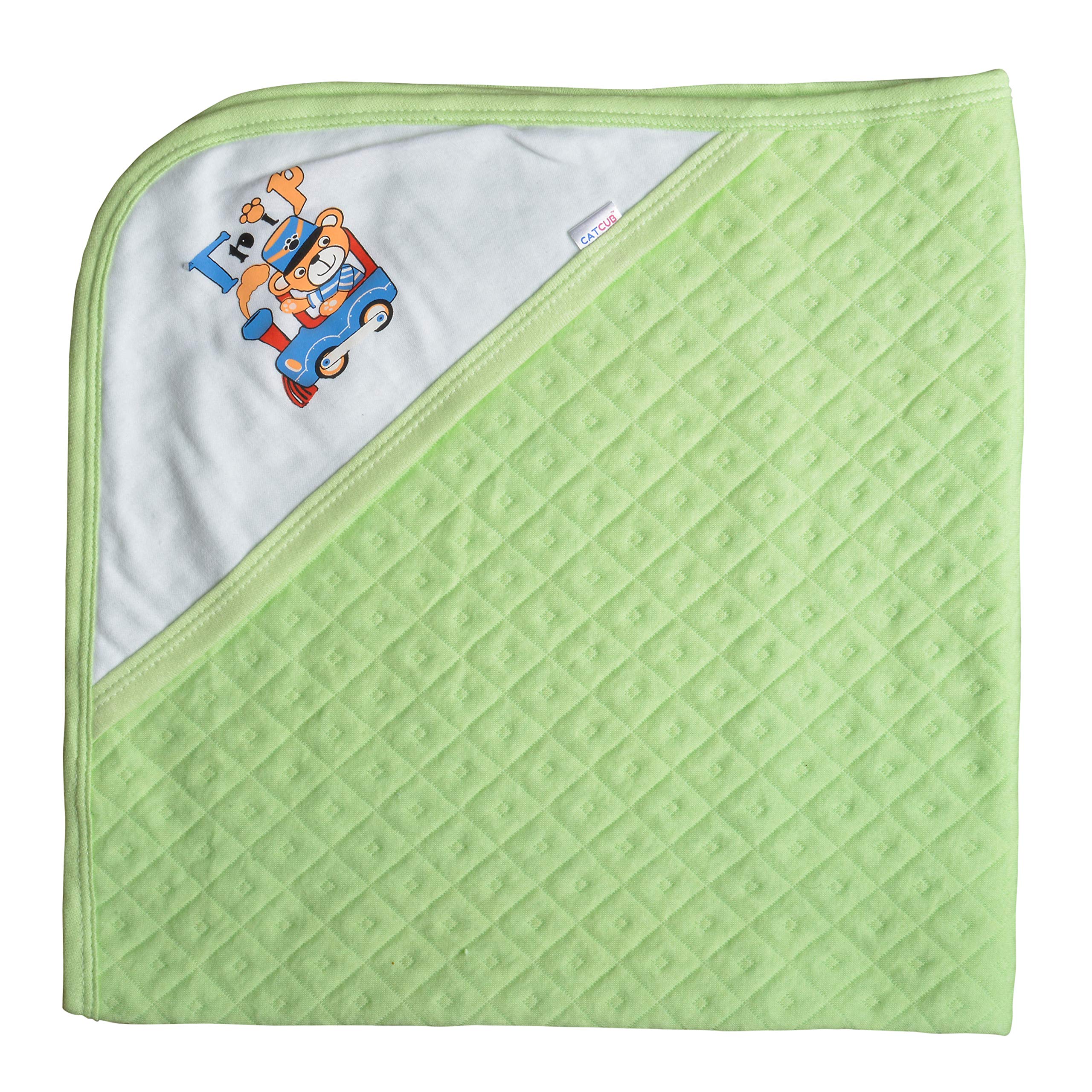 CATCUB Ultra Soft Premium Cotton Baby Hooded Towel (Green)