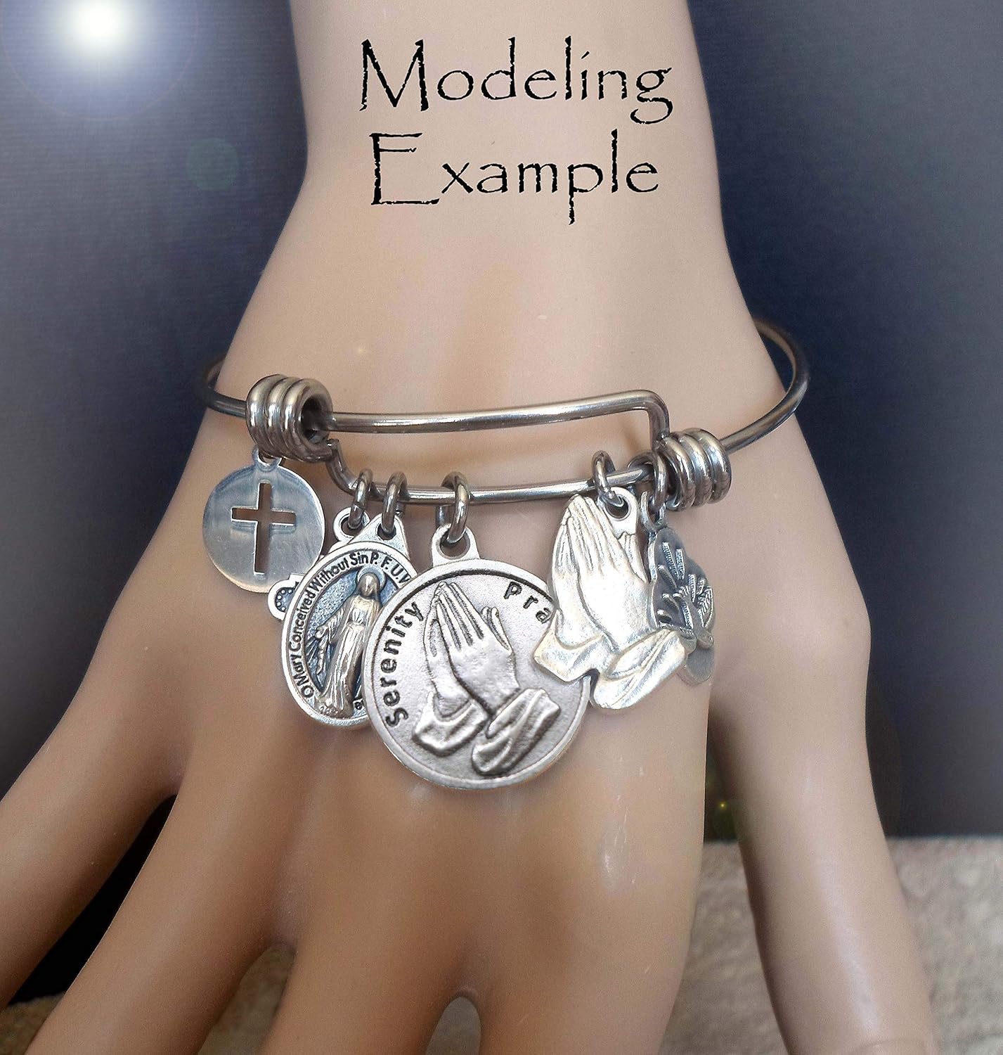 St. Therese of Lisieux Bangle Bracelet, Patron Saint Italian Charm Jewelry, Catholic Gift, 4 Sizes Extra Small to Large - Image 9