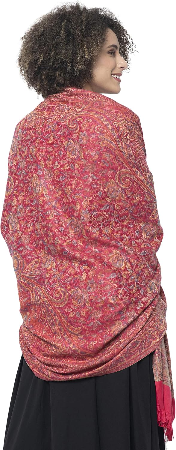 Weavers Villa Women's Pashmina Wool Blend Indian Handicraft Woven Shawls, Scarf, Wraps [Large Size: 40" X 80"] image 5