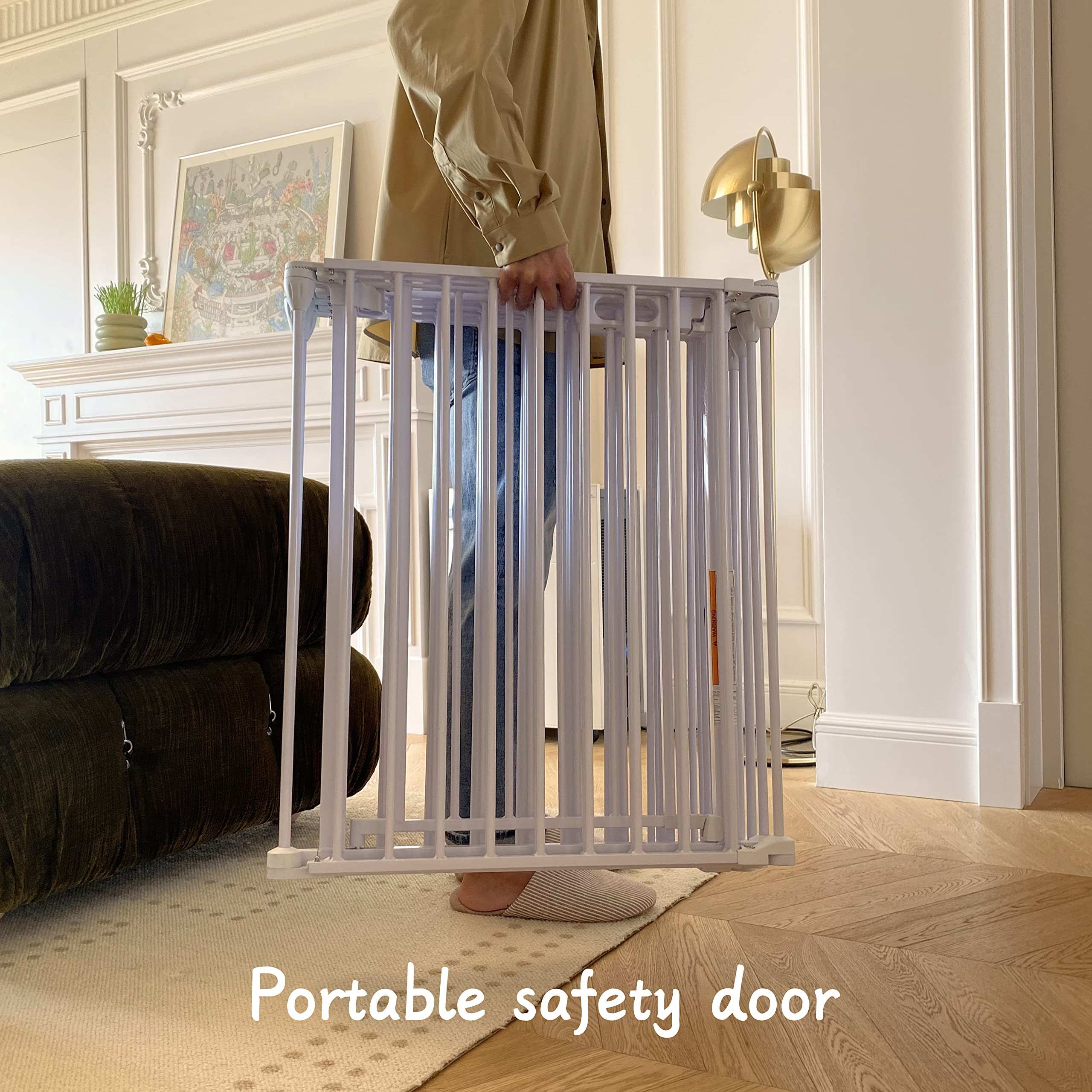 BalanceFrom Easy Walk-Thru Safety Gate for Doorways and Stairways with Auto-Close/Hold-Open Features, 30-Inch Tall, 196-Inch Wide, White