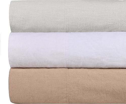 Miniatura 11 de Superior Juego de sábanas de mezcla de lino y algodón, sábanas para decoración del hogar, ropa de cama sólida moderna que incluye 1 sábana bajera de