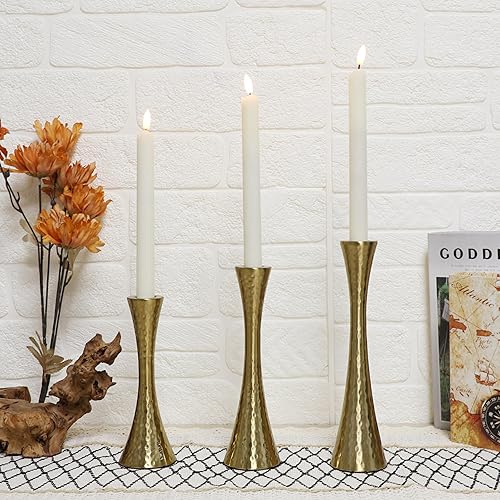 Miniatura 3 de Portavelas cónicos de metal, juego de 3 portavelas de mesa, mantel decorativo, soporte de vela para comedor, fiesta, boda, decoración del hogar