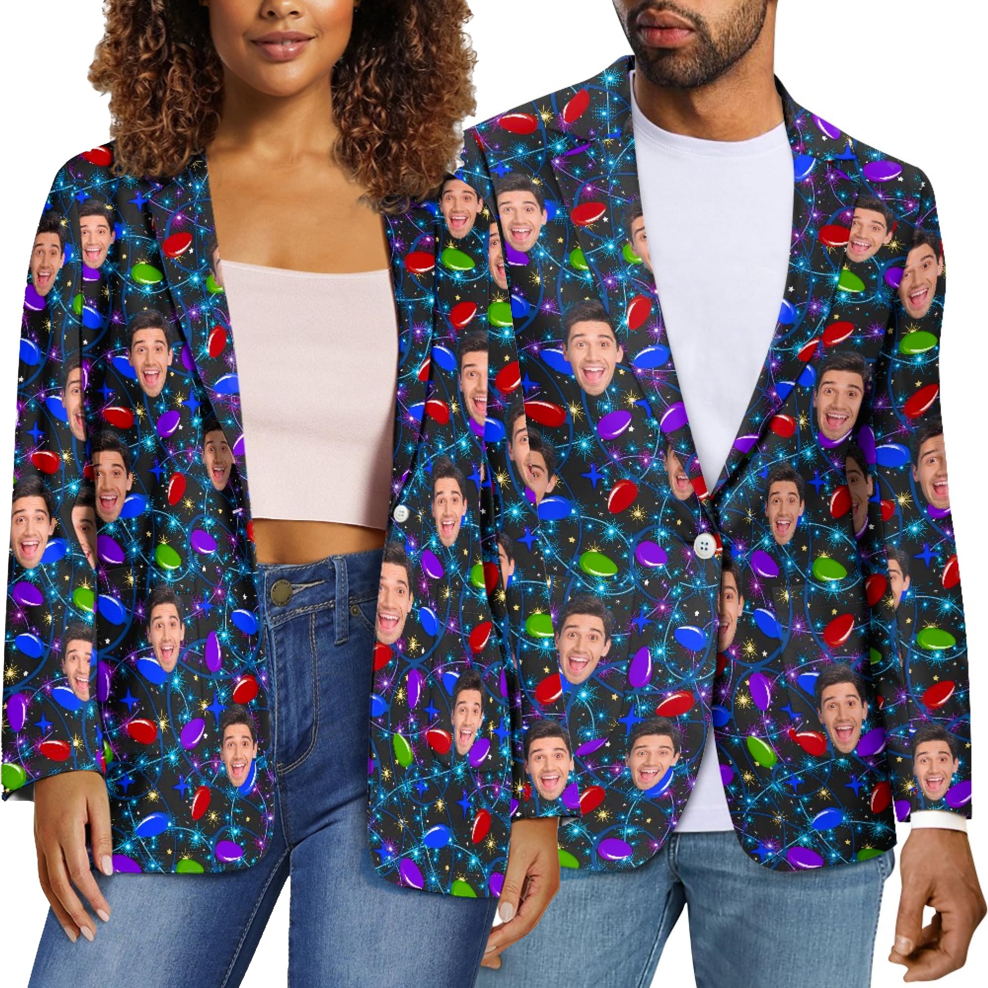Custom Face Blazers for Couple-Personalized Jacket Blazer with Fun Picture Fashion Casual Sport Coats Gag Gift for Men
