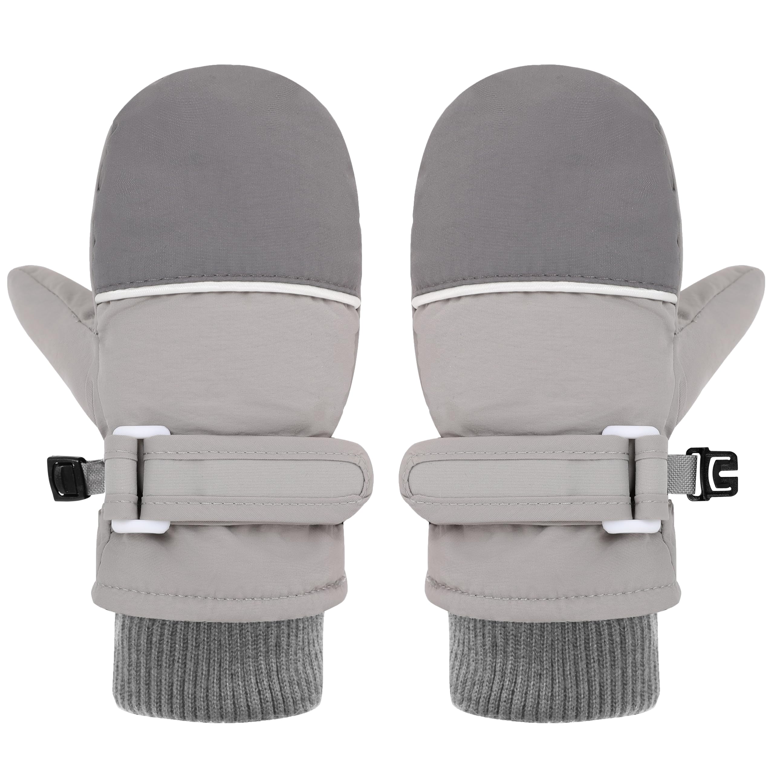 Urban Virgin Toddler Waterproof Snow Glove Infant Baby Winter Mittens Cuffed Warm Fleeced Kids Snow Gloves Grey&amp;Darkgrey M(3T-5T)