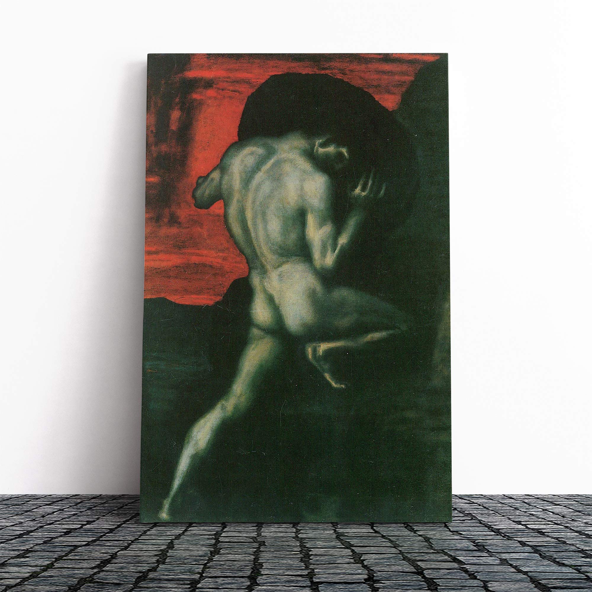 Franz Stuck Sisyphus Canvas Print | Gallery Wrapped 30mm Frame Wall Art | 24x16 inches | Ready to Hang | Modern Picture | Living Room Bedroom Lounge Office