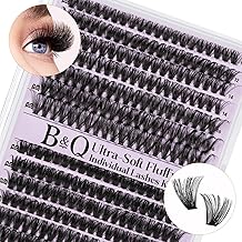 B&Q Volume Lash Clusters 70D+90D, Supersoft Eyelash Clusters 10-18mm, D Curl Cluster Eyelash Extensions, Wispy Cat Eye Lashes Fluffier Individual Lashes for Beginners（70D+90D）