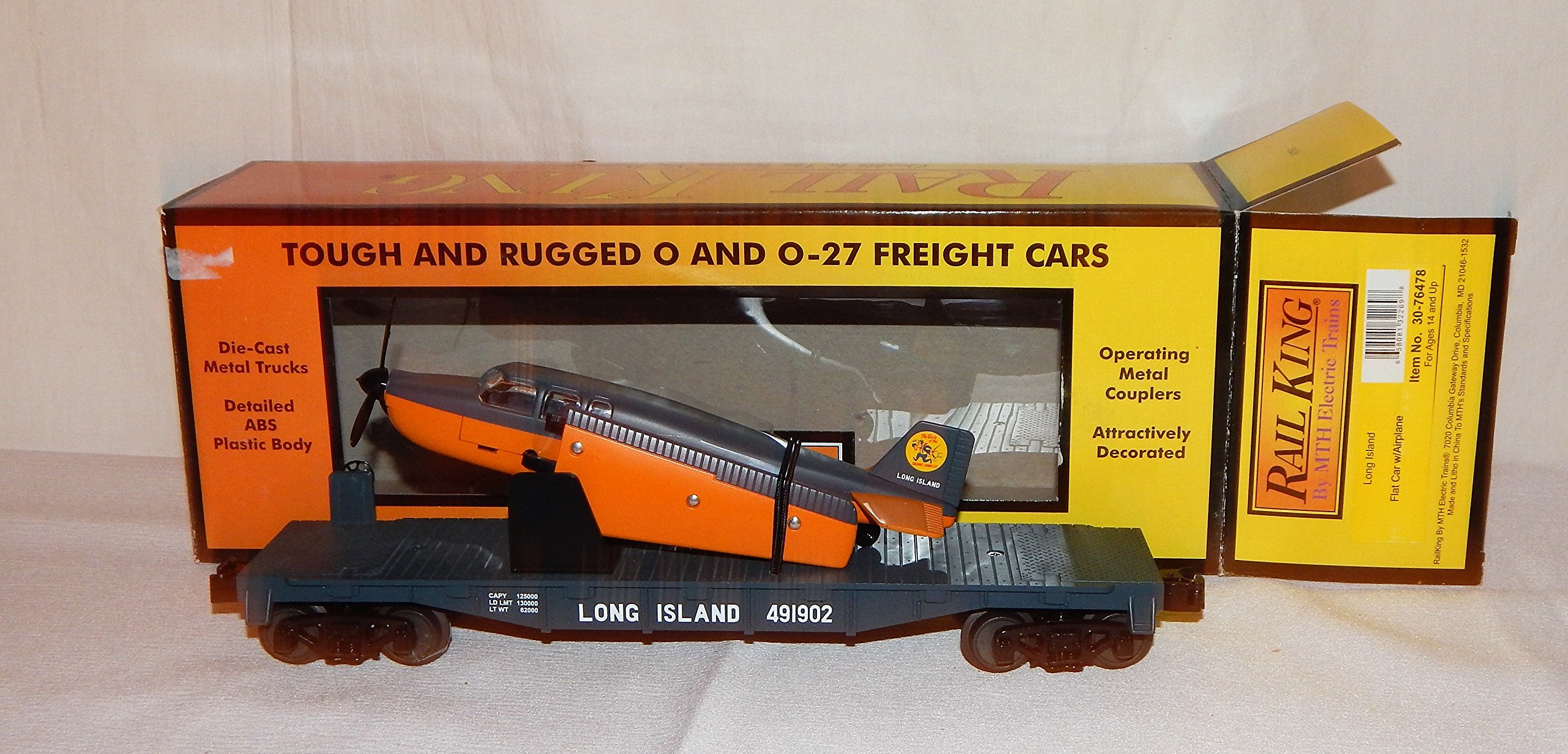 MTH Trains 30-76478 Long Island Railroad Flat Car with Airplane 491902 LIRR O