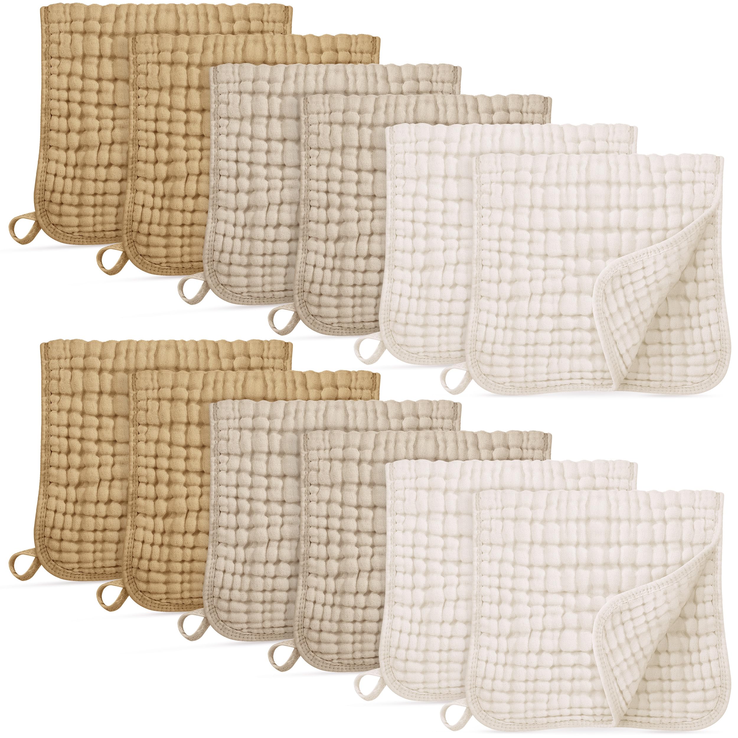 Muslin Burp Cloths for Baby 100% Cotton Burping Cloths for Boys Girls Large 20''X10'' Extra Soft and Absorbent 12 Pack - Gradient Khaki-image-45