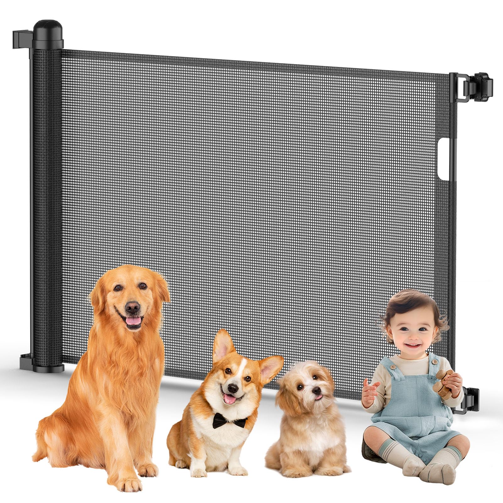 Barrera de seguridad para escaleras, extensible, 0-180 cm, para interior y exterior, color negro