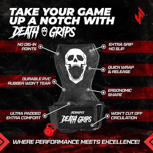 Miniatura 2 de JerkFit Death Grips - Correas de elevación de alta calidad, correas de goma de PVC de grado para neumáticos de automóvil, para encogimientos de