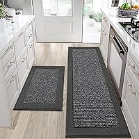 Vista 36 de BEQHAUSE Juego de 2 alfombras y tapetes de cocina antideslizantes para piso, absorbentes y resistentes a las manchas, alfombra de cocina lavable a
