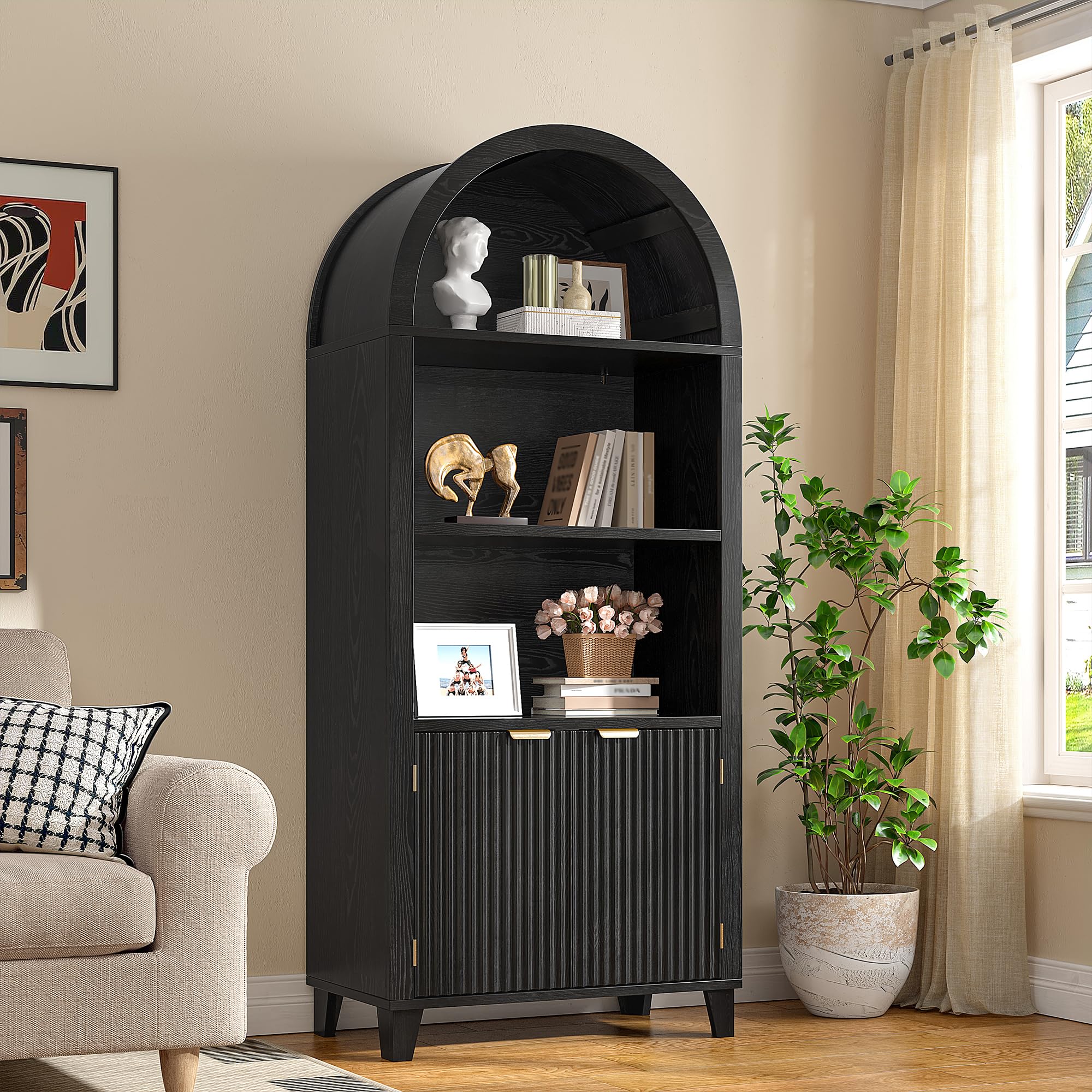 Amazon.com: DurayLoly Book Shelf Arched Cabinet, 5-Tier Arch