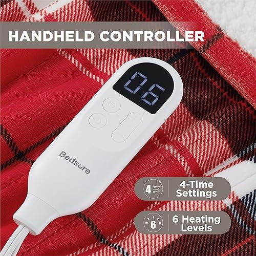 Vista 47 de Bedsure Manta eléctrica individual – Manta térmica de franela suave acanalada, manta térmica con 10 ajustes de tiempo, 6 ajustes de calor