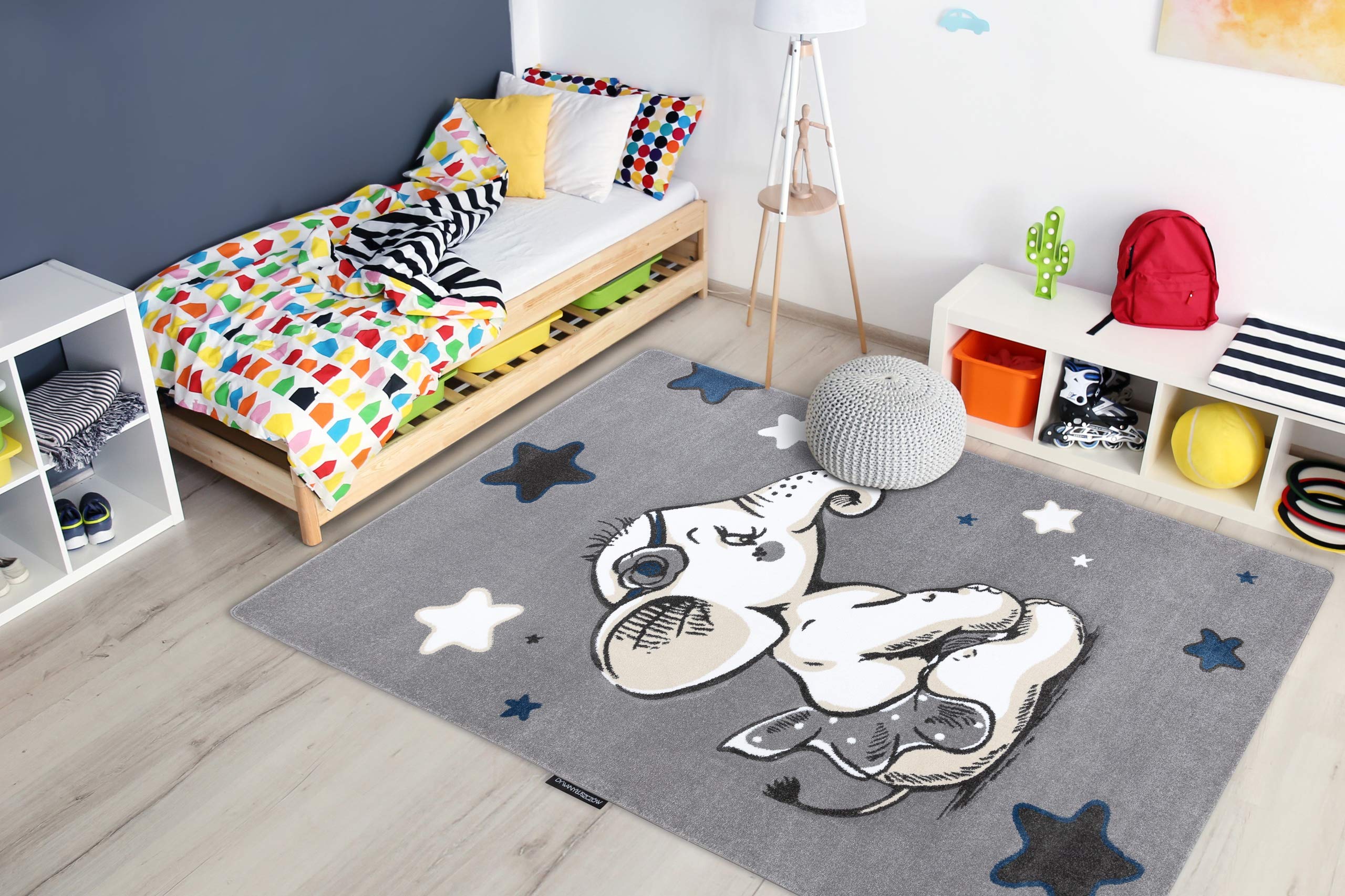 rugsx Petit Kinderteppich mit Muster „Elefant Sterne” grau 160x220 cm
