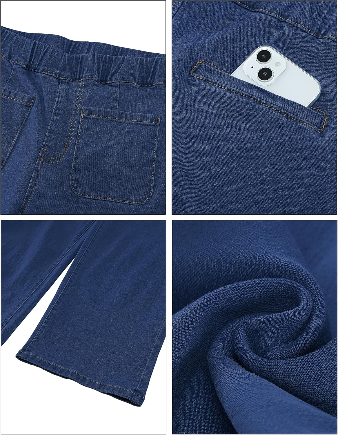 luvamia Wide Leg Jeans for Women Pull On Trendy High Waisted Cropped Jeans Denim Pants Stretchy Baggy with Patch Pockets - Image 6