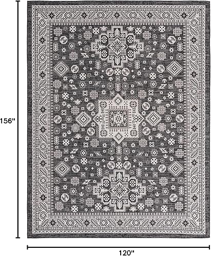 Miniatura 413 de Rugs.com Outdoor Aztec Collection Alfombra – 4 x 6 pies alfombra de tejido plano gris carbón perfecta para salas de estar, grandes comedores, planos