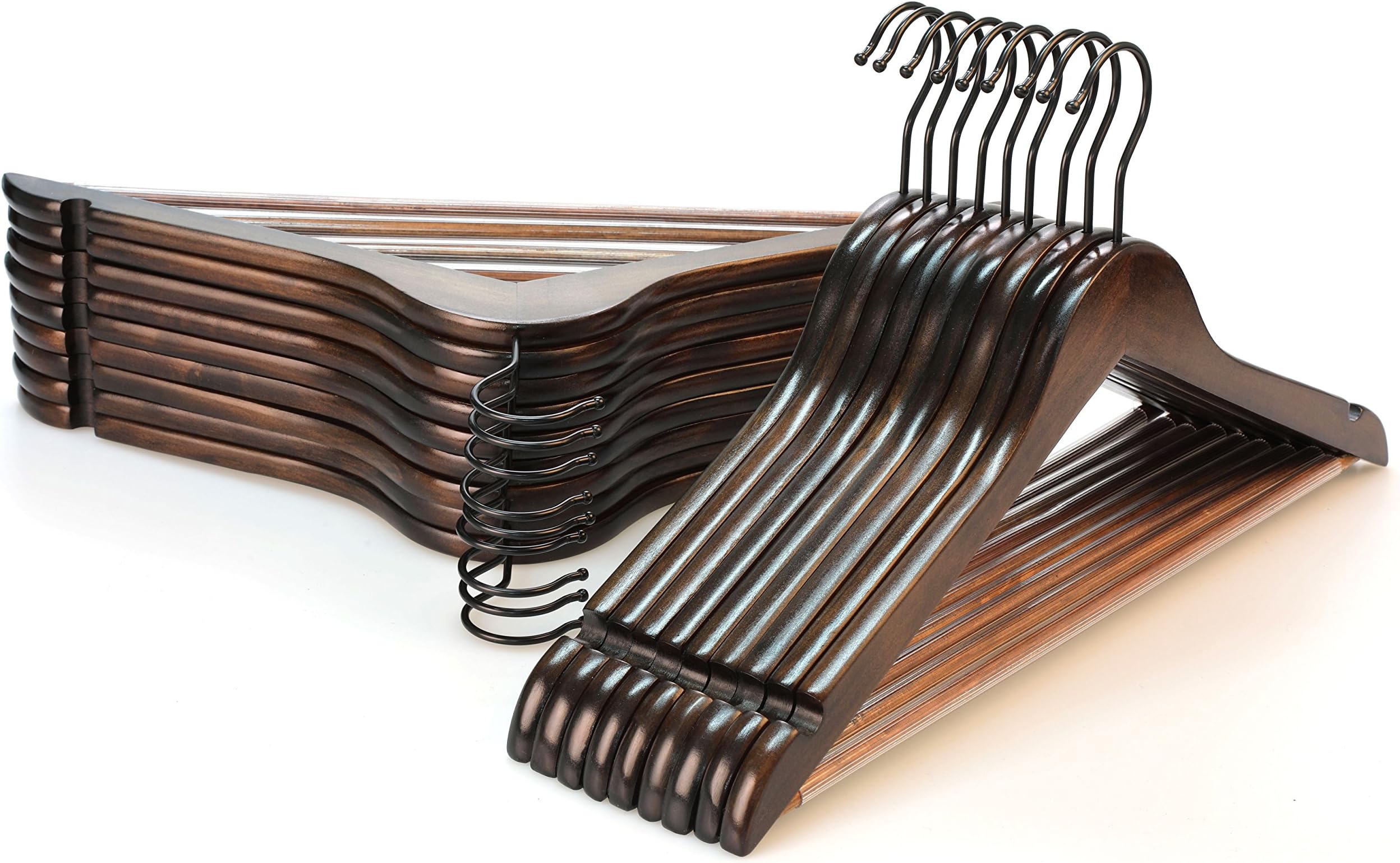 TOPIA HANGER Heavy Duty Retro Wood Coat Hangers 10 Pack -CT04A