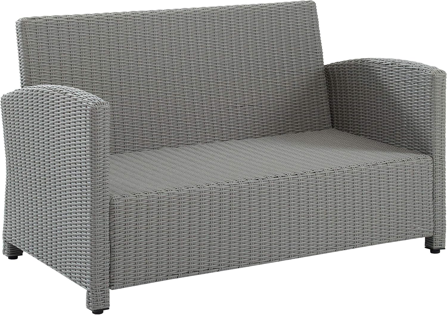 Crosley Furniture Bradenton Wicker Outdoor Loveseat, 2-Person Patio Couch for Porch, Deck, Backyard, Gray with Gray Cushions