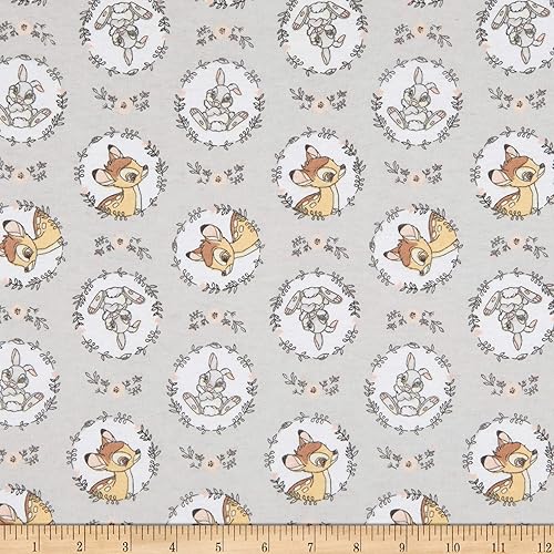 Corona de franela Bambi y Thumper gris, tela por el patio