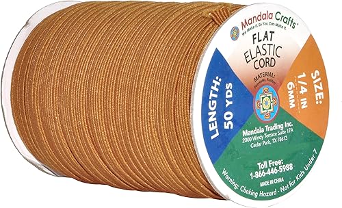 Vista 22 de Mandala Crafts - Rollo de cordón elástico plano para costura y manualidades Beige