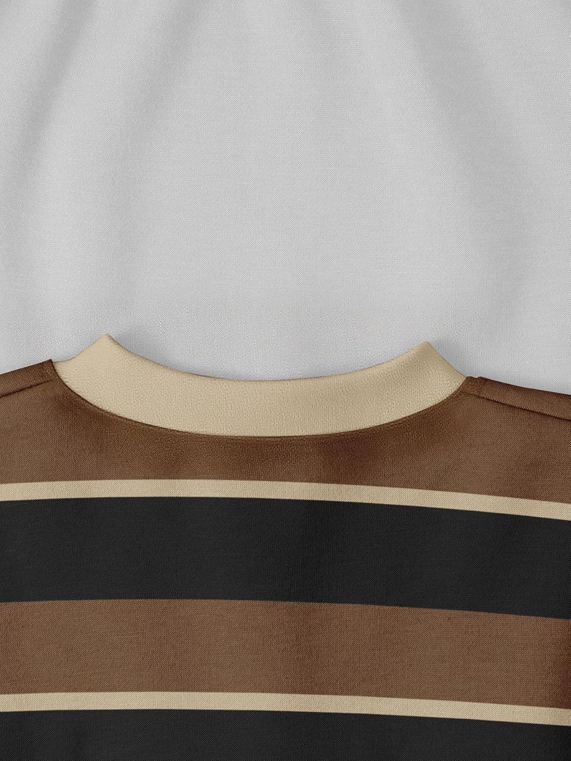 Mens Striped Sweatshirt Crewneck Contrast Long Sleeve Fall Winter Pullover Shirts - Image 4