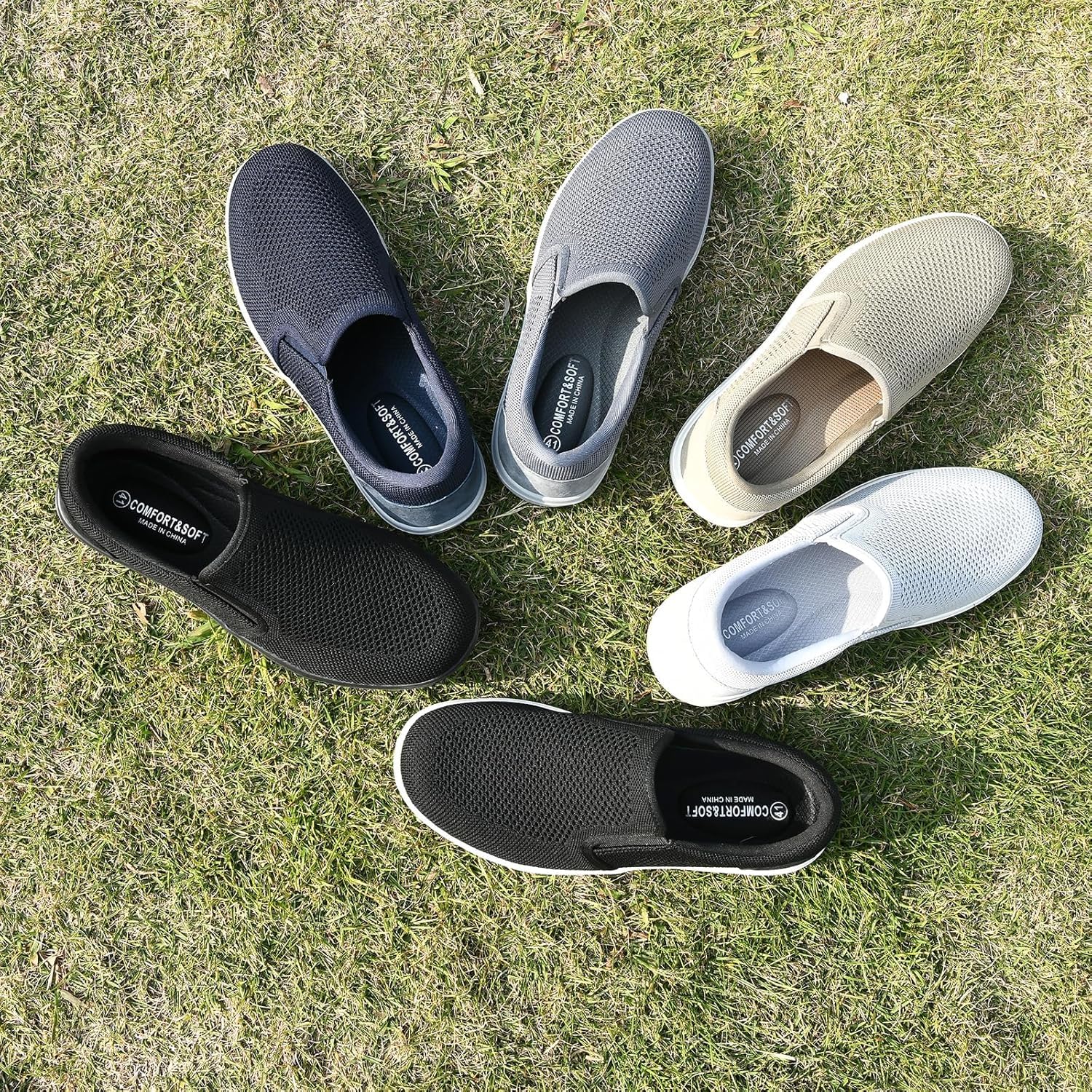 Puxowe Mocassins Slip-on pour Hommes Baskets en Maille Respirantes et Confortables Chaussures de Marche Légères et Décontractées