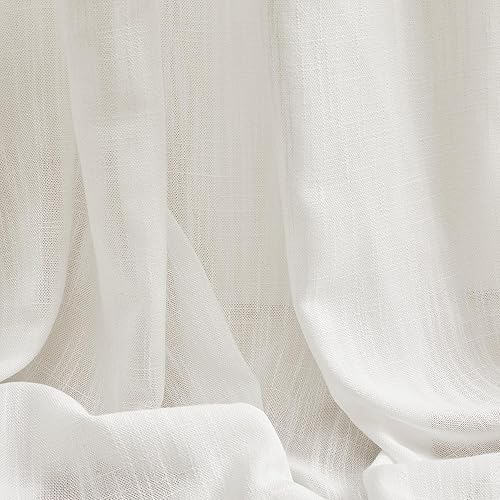 Miniatura 8 de MYSKY HOME Cortinas de 63 pulgadas de largo, 2 paneles, cortinas bohemias traslúcidas suaves para dormitorio, cocina, estilo granja, cortinas