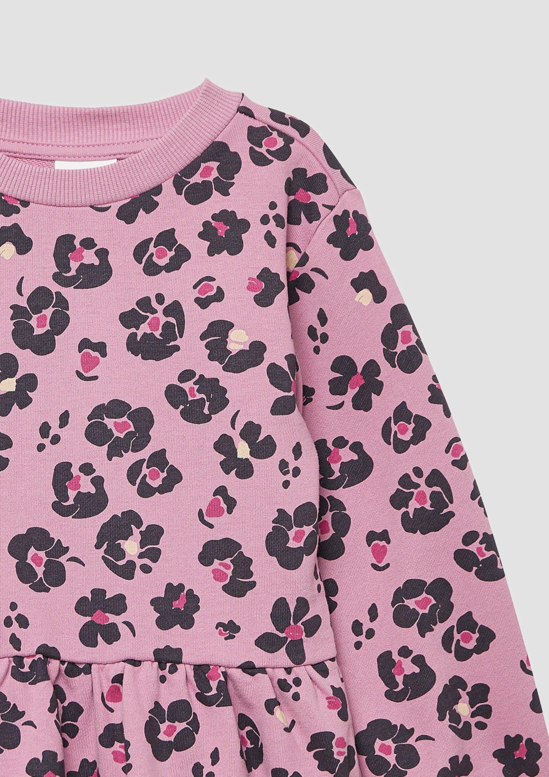 s.Oliver Kurzes Sweatkleid aus Baumwollmix mit All-Over-Print