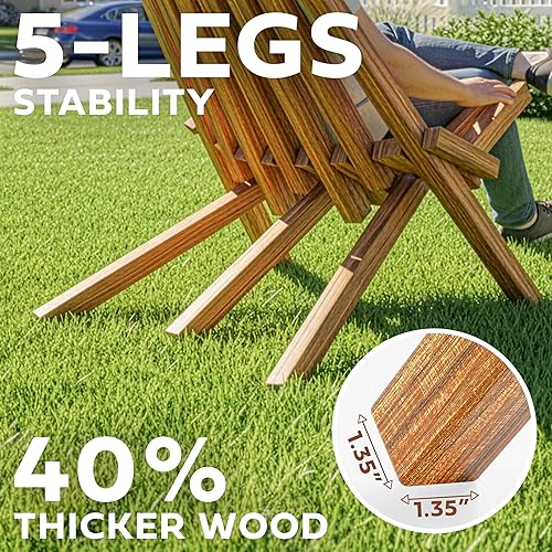 Miniatura 3 de Melino 2 sillas plegables de madera de acacia para exteriores, sillas de salón de madera de acacia de perfil bajo, sillas plegables al aire libre
