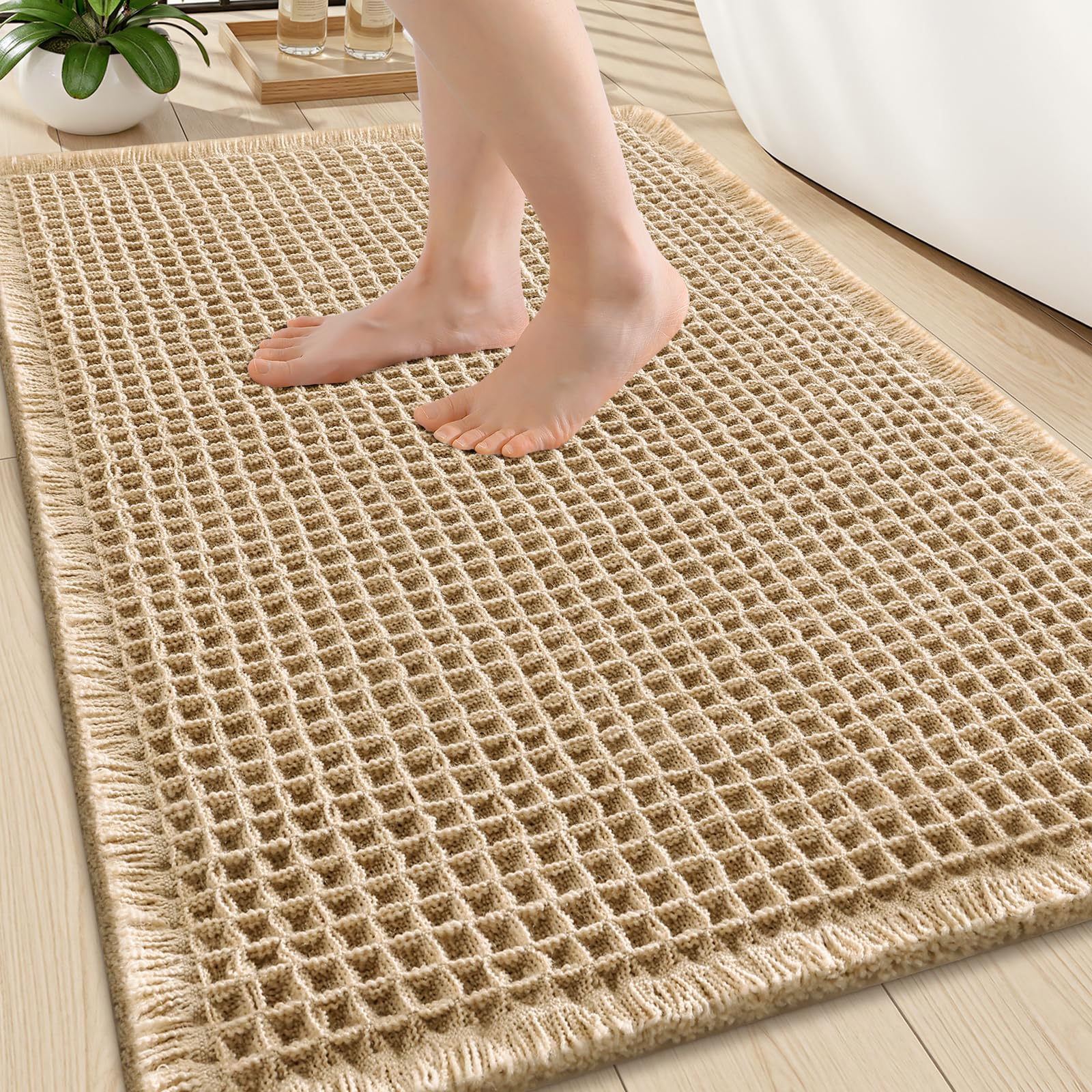 Photo 1 of Smiry Waffle Bath Mat 30"x20", Brown