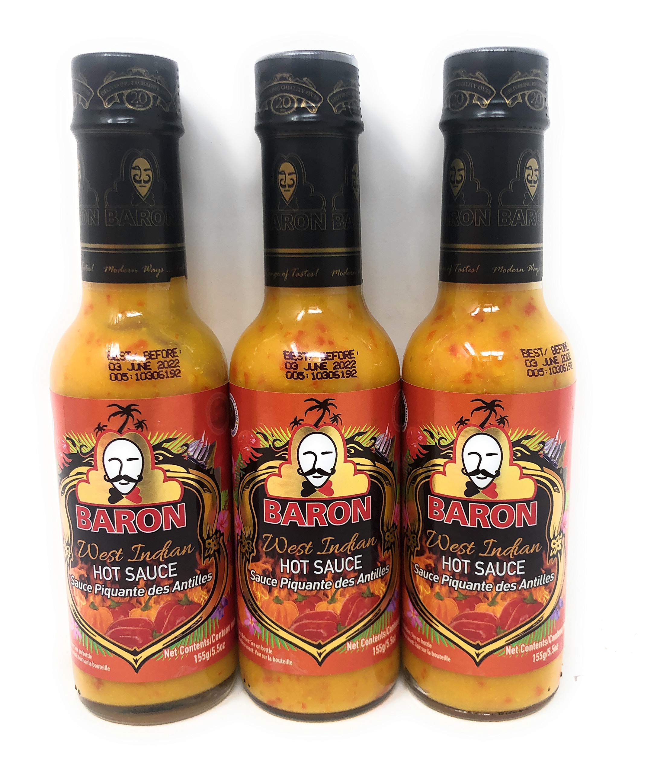 West Indian Hot Sauce 155g (5.5oz), 3 Pack