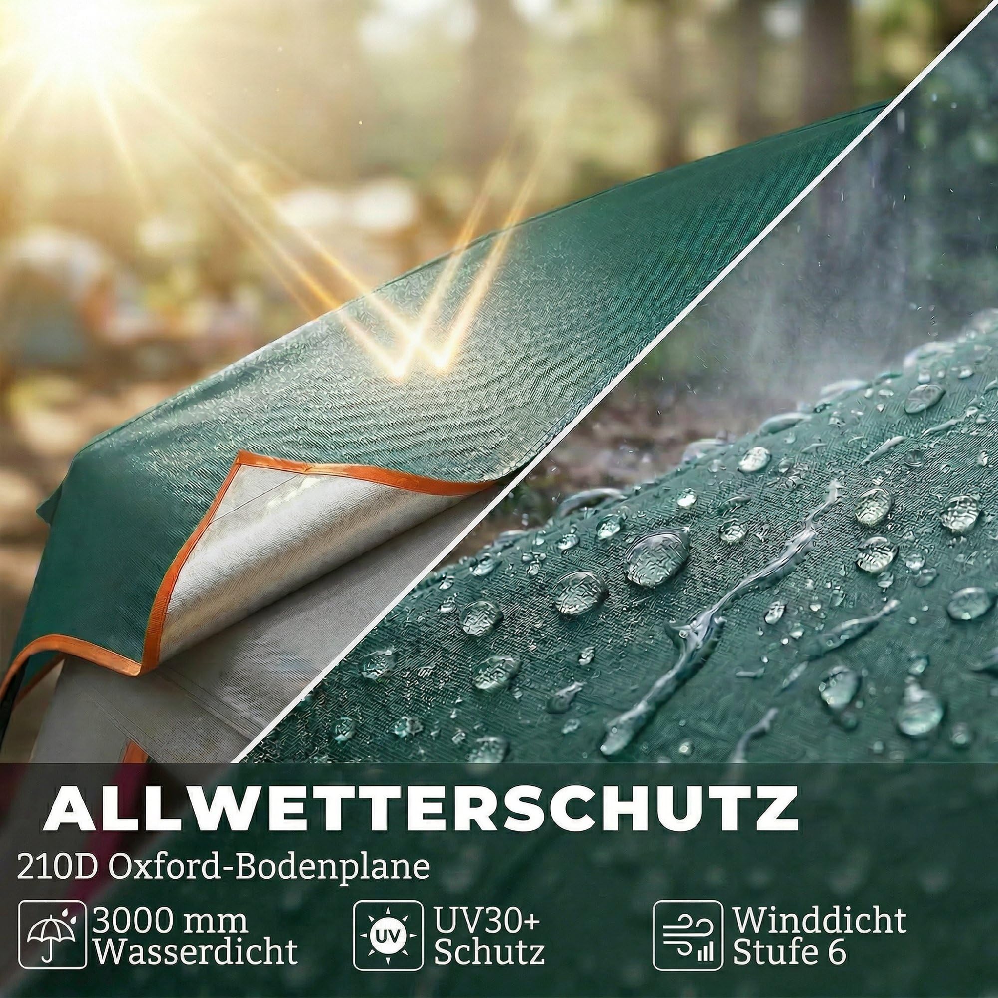Outsunny Campingzelt für 4-6 Personen stabil wasserdicht Familienzelt mit abnehmbarem oberen Abdeckung Tragetasche Kuppelzelt mit 3000mm Wassersäule UV30+ Schutz Tunnelzelt Zelt Grün