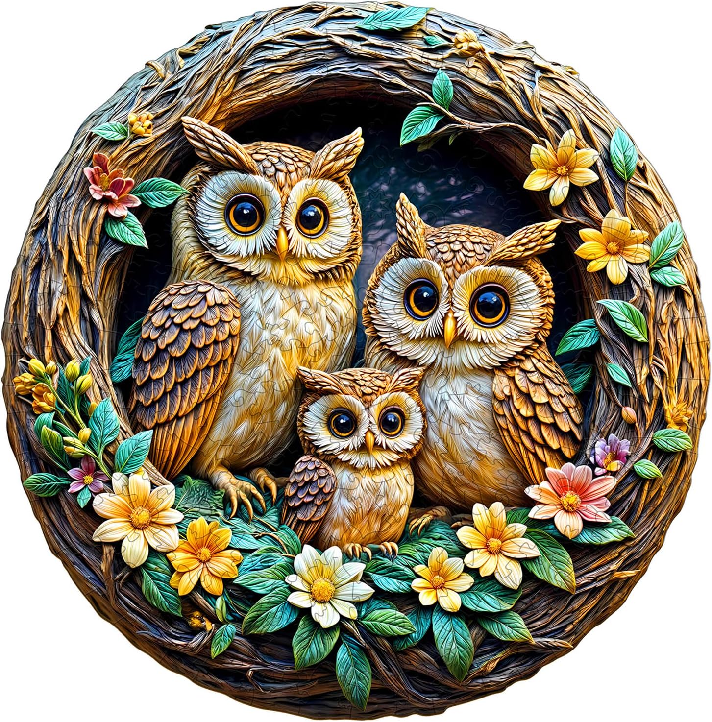 Wooden Puzzles for Adults - Owl Family Wooden Jigsaw Puzzle - Unique Shape 3D Vision Wood Puzzles Adult - Christmas Birthday Gifts for Adults/Friends/Family - 200pcs 11.4 * 11.3in