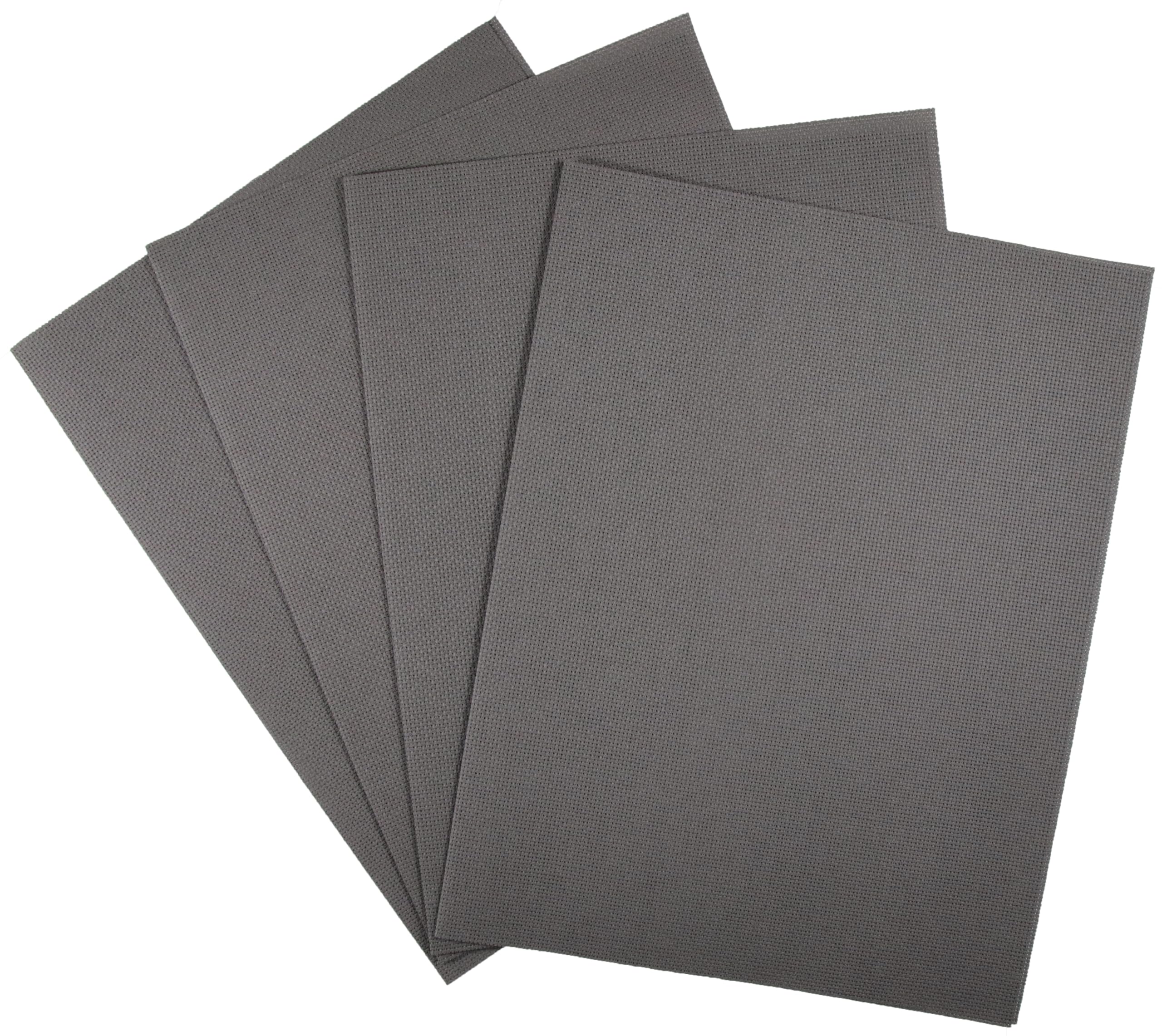 KCS 4/6 pc of 12" x 18" 30cmx45cm 16CT Counted Cotton Aida Cloth Cross Stitch Fabric (Dark Grey, 4 pc)