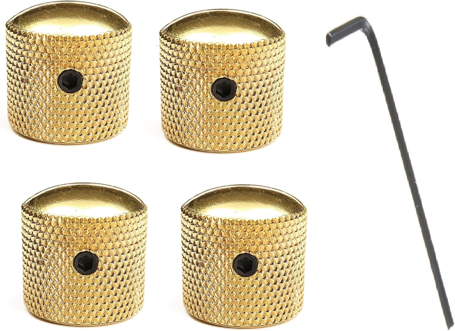 Pack of 4pcs Gold Knob Volume Tone Control Knobs with 1pcs Allen Keys Screws Set for Electric Guitar Bass Screw Type(Gold) - Image 3