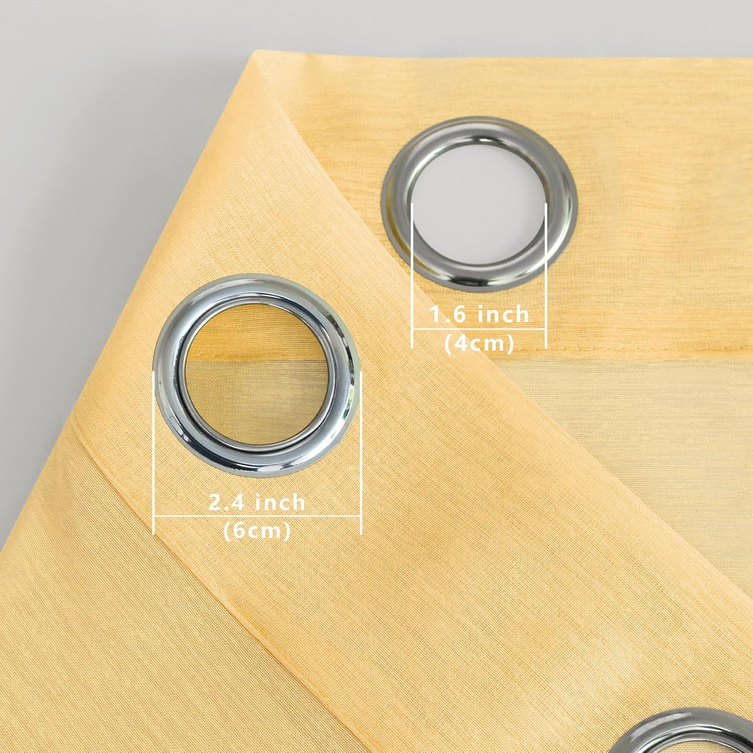 Mrs.Naturall Light Yellow Sheer Curtains 84 Inches Long, Pale Yellow Grommet Window Voile for Living Room Bedroom 2 Panels Set, Cortinas Amarillas para Sala