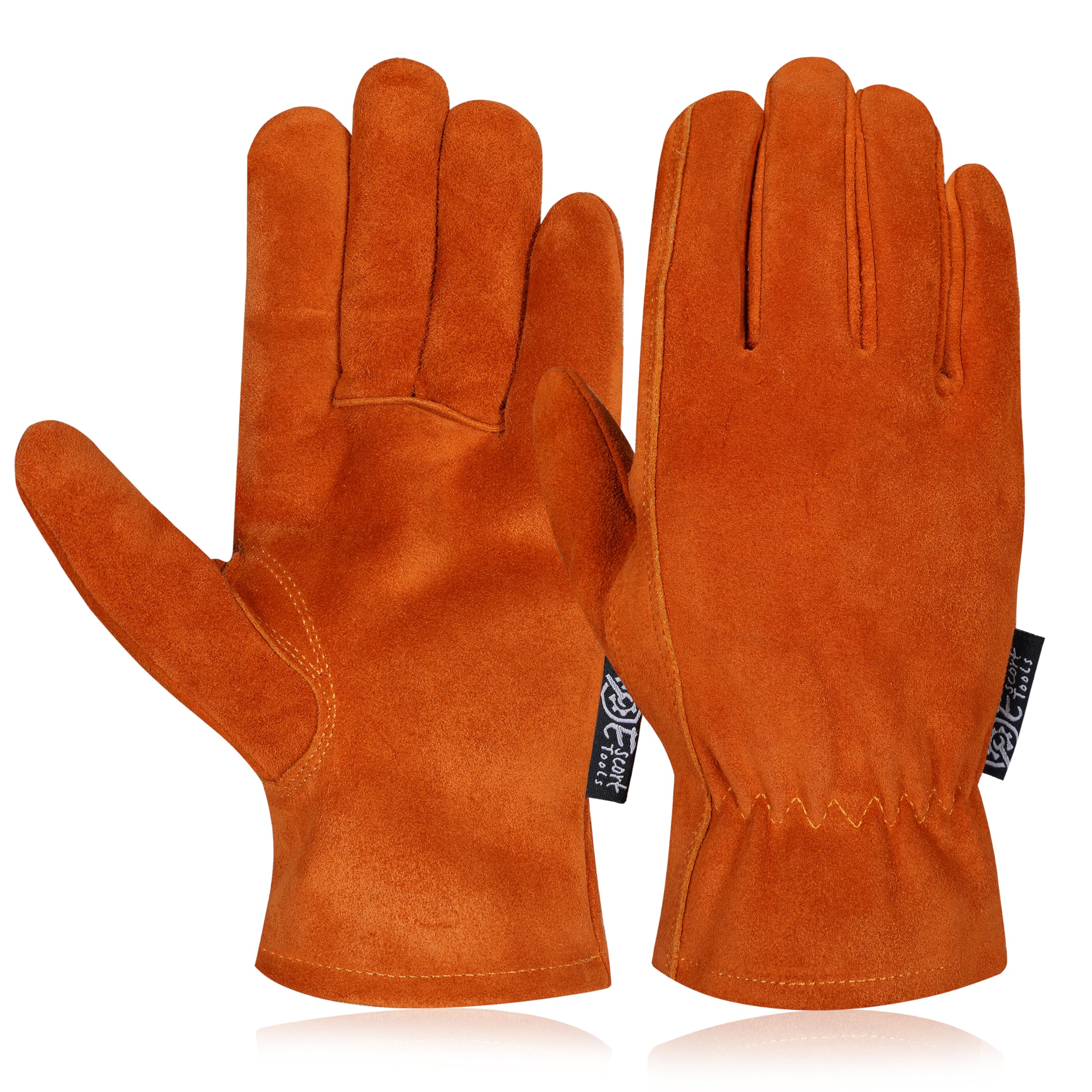 Escort Tools® Heavy Duty Leather Gardening Work Gloves, Thorn Proof, Touch Screen, Utility Safety Working Gloves Breathable