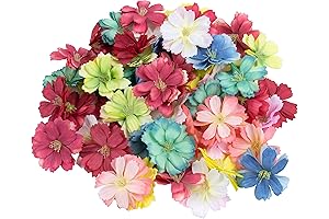 AUEAR 50 Pack Artificial Silk Cherry Blossom Flowers for Crafts