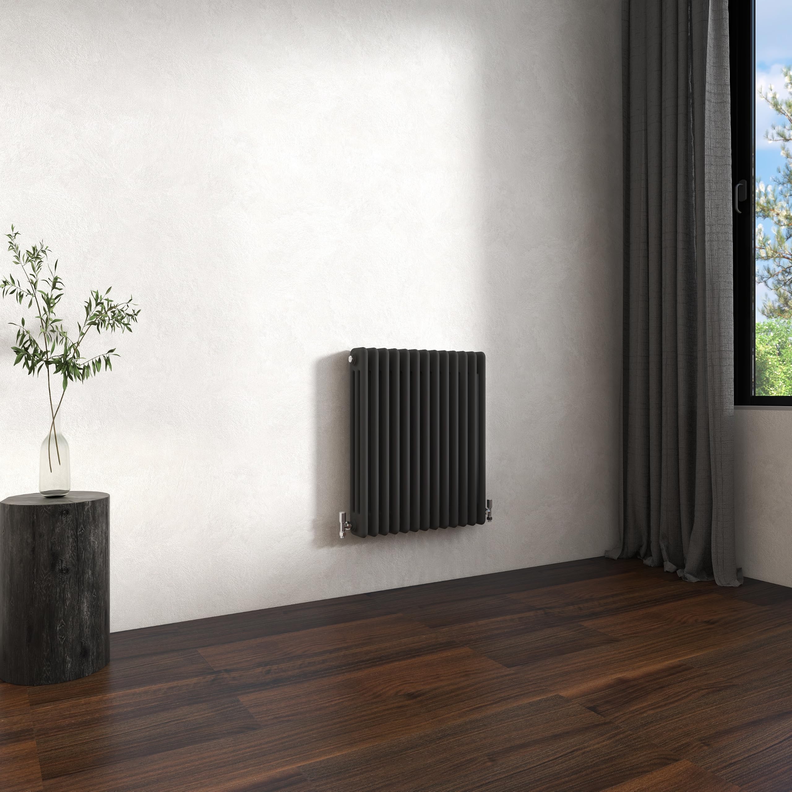 Traditional 3 Column Cast Iron Radiator 600x605mm Horizontal Anthracite