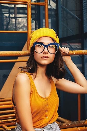 Miniatura 9 de FEISEDY Lentes de bloqueo de luz azul de gran tamaño, vintage, gruesos, para mujer, marco de plástico, hipster, fiesta, B0026