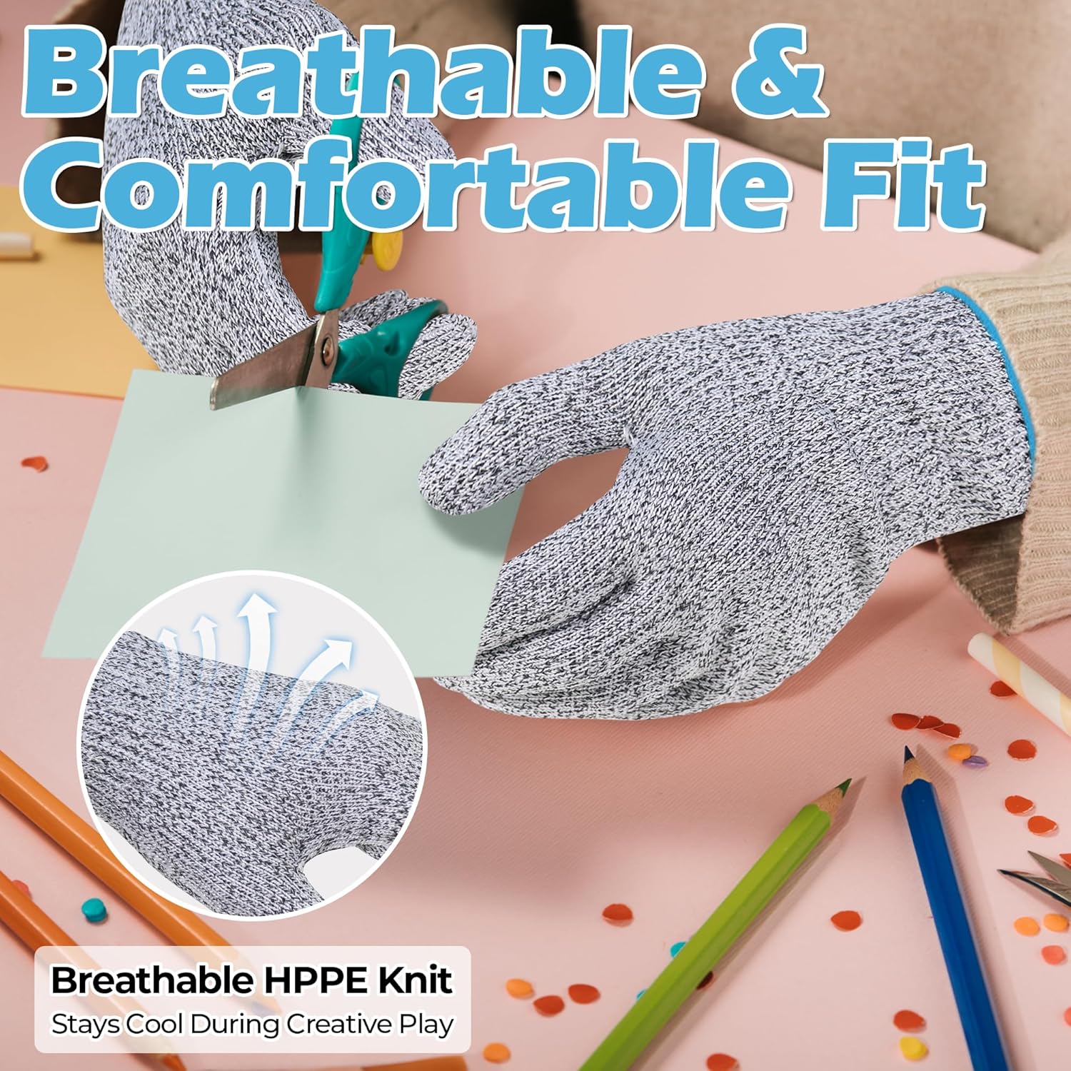 HANDLANDY Cut Resistant Gloves for Adult & Kids, Food Grade Anti-Cut Safety Gloves for Cooking Mandolin Meat Cutting Fishing - Image 4