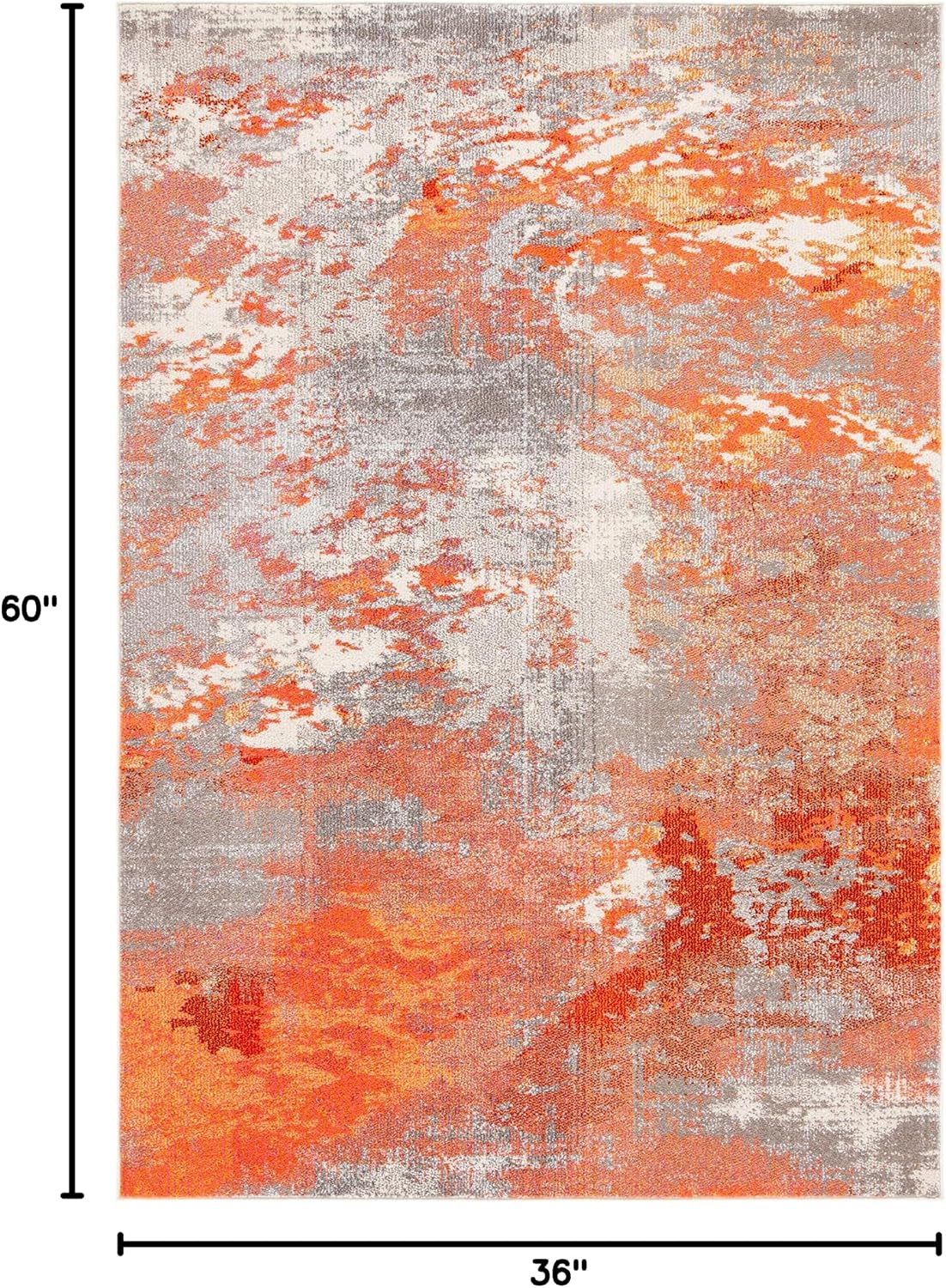 SAFAVIEH Madison Collection Accent Rug - 3' x 5', Grey & Orange, Boho Abstract Design, Non-Shedding & Easy Care, Ideal for High Traffic Areas in Entryway, Living Room, Bedroom (MAD440G)