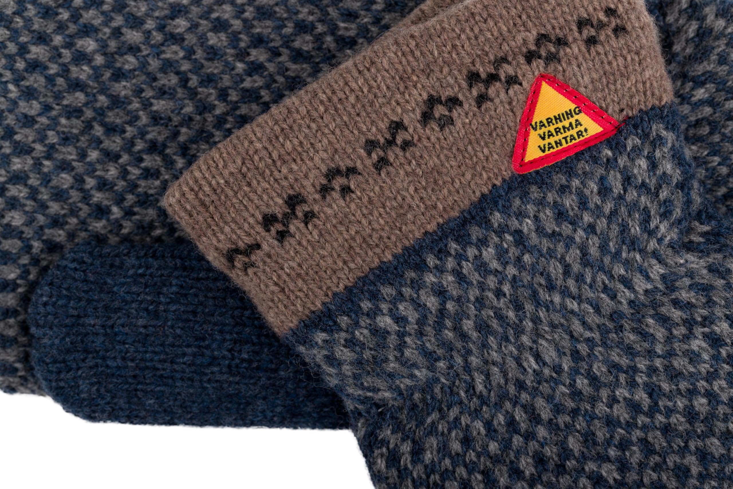 ÖJBRO VANTFABRIK guanti in maglia lana merino Skaftö Marin S (6) grigio guanto fuderato caldi morbidi Svezia