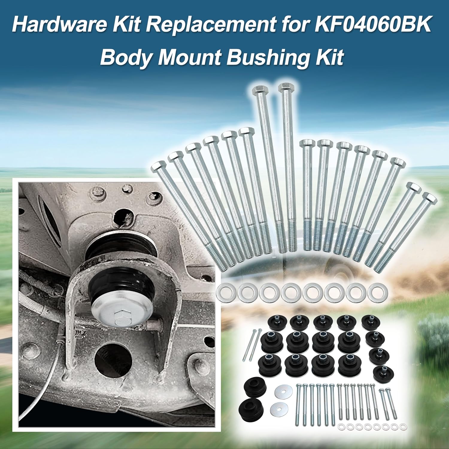 Body Mounting Bolt Kit Compatible with 2008-2016 Ford F250 F350 4WD/2WD Super Duty,Replacement for KF04060BK Body Mount Bushing Kit,16 Pcs Body Cab Mount Hardware