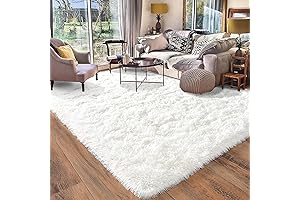 8x10 Area Rugs for Living Room - Modern Fluffy Cream Shag Rug